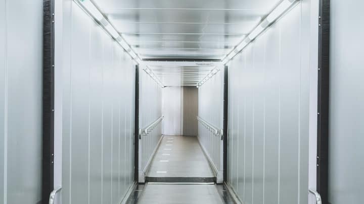 The clean interior of a refrigerated container unit